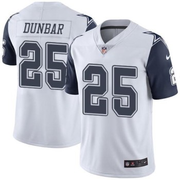 Cowboys #25 Lance Dunbar White Men's Stitched NFL Limited Rush Jersey