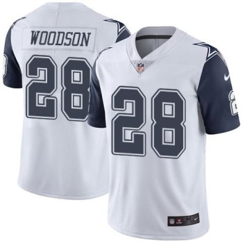 Cowboys #28 Darren Woodson White Men's Stitched NFL Limited Rush Jersey