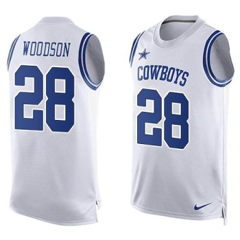 Cowboys #28 Darren Woodson White Men's Stitched NFL Limited Tank Top Jersey