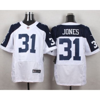 Cowboys #31 Byron Jones White Thanksgiving Throwback Men's Stitched NFL Elite Jersey
