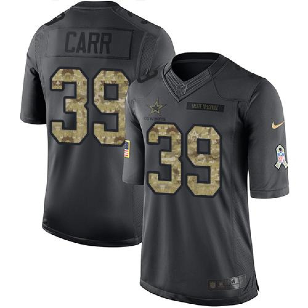 Cowboys #39 Brandon Carr Black Men's Stitched NFL Limited 2016 Salute To Service Jersey