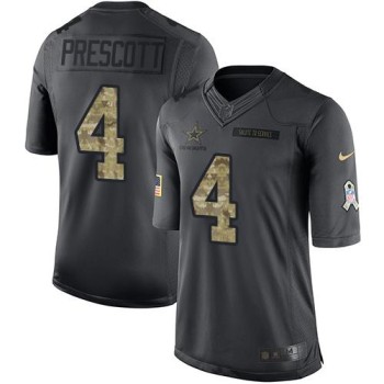 Cowboys #4 Dak Prescott Black Men's Stitched NFL Limited 2016 Salute To Service Jersey Cowboys #4 Dak Prescott Black Men's Stitched NFL Limited 2016 Salute To Service Jersey