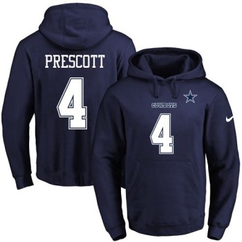 Cowboys #4 Dak Prescott Navy Blue Name & Number Pullover NFL Hoodie Cowboys #4 Dak Prescott Navy Blue Name & Number Pullover NFL Hoodie