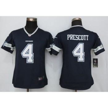 Cowboys #4 Dak Prescott Navy Blue Team Color Women's Stitched NFL Limited Jersey Cowboys #4 Dak Prescott Navy Blue Team Color Women's Stitched NFL Limited Jersey