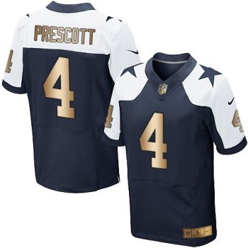 Cowboys #4 Dak Prescott Navy Blue Thanksgiving Throwback Men's Stitched NFL Elite Gold Jersey Cowboys #4 Dak Prescott Navy Blue Thanksgiving Throwback Men's Stitched NFL Elite Gold Jersey