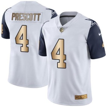 Cowboys #4 Dak Prescott White Men's Stitched NFL Limited Gold Rush Jersey Cowboys #4 Dak Prescott White Men's Stitched NFL Limited Gold Rush Jersey