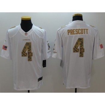 Cowboys #4 Dak Prescott White Men's Stitched NFL Limited Salute To Service Jersey Cowboys #4 Dak Prescott White Men's Stitched NFL Limited Salute To Service Jersey