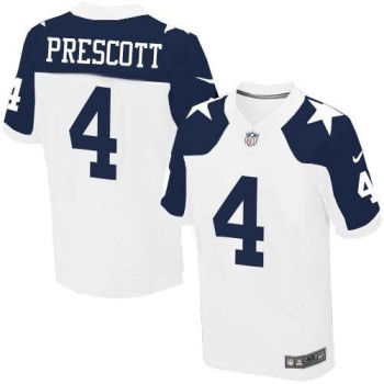 Cowboys #4 Dak Prescott White Thanksgiving Throwback Men's Stitched NFL Elite Jersey Cowboys #4 Dak Prescott White Thanksgiving Throwback Men's Stitched NFL Elite Jersey