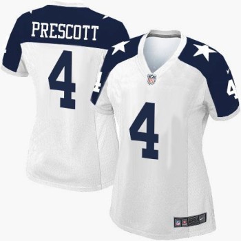 Cowboys #4 Dak Prescott White Thanksgiving Throwback Women's Stitched NFL Elite Jersey Cowboys #4 Dak Prescott White Thanksgiving Throwback Women's Stitched NFL Elite Jersey