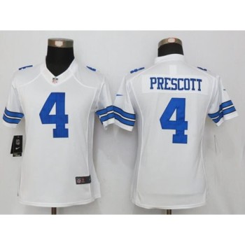 Cowboys #4 Dak Prescott White Women's Stitched NFL Limited Jersey Cowboys #4 Dak Prescott White Women's Stitched NFL Limited Jersey