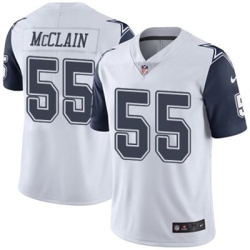 Cowboys #55 Rolando McClain White Men's Stitched NFL Limited Rush Jersey