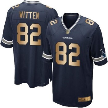 Cowboys #82 Jason Witten Navy Blue Team Color Youth Stitched NFL Elite Gold Jersey