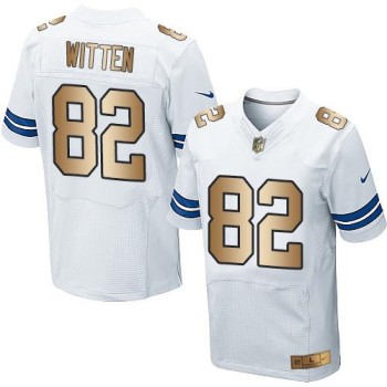 Cowboys #82 Jason Witten White Men's Stitched NFL Elite Gold Jersey