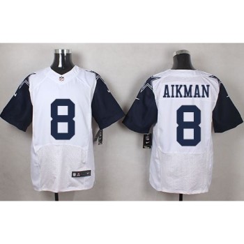 Cowboys #8 Troy Aikman White Men's Stitched NFL Elite Rush Jersey