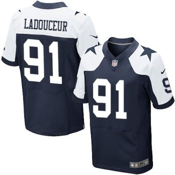 Cowboys #91 L. P. Ladouceur Navy Blue Thanksgiving Throwback Men's Stitched NFL Elite Jersey