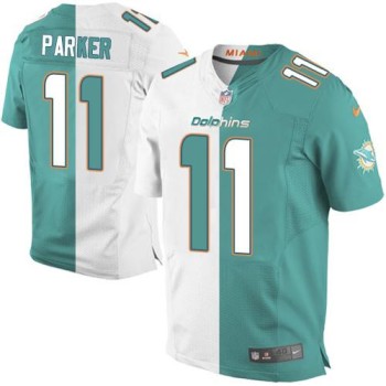 Dolphins #11 DeVante Parker Aqua Green/White Men's Stitched NFL Elite Split Jersey Dolphins #11 DeVante Parker Aqua Green/White Men's Stitched NFL Elite Split Jersey