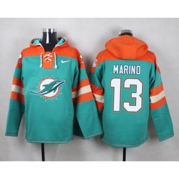 Dolphins #13 Dan Marino Aqua Green Player Pullover NFL Hoodie Dolphins #13 Dan Marino Aqua Green Player Pullover NFL Hoodie