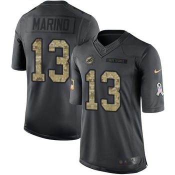 Dolphins #13 Dan Marino Black Men's Stitched NFL Limited 2016 Salute to Service Jersey Dolphins #13 Dan Marino Black Men's Stitched NFL Limited 2016 Salute to Service Jersey