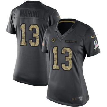 Dolphins #13 Dan Marino Black Women's Stitched NFL Limited 2016 Salute to Service Jersey Dolphins #13 Dan Marino Black Women's Stitched NFL Limited 2016 Salute to Service Jersey