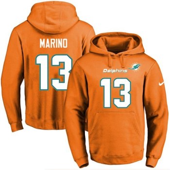 Dolphins #13 Dan Marino Orange Name & Number Pullover NFL Hoodie Dolphins #13 Dan Marino Orange Name & Number Pullover NFL Hoodie