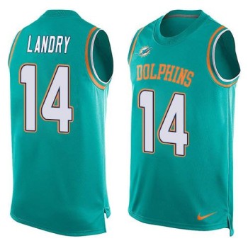 Dolphins #14 Jarvis Landry Aqua Green Team Color Men's Stitched NFL Limited Tank Top Jersey Dolphins #14 Jarvis Landry Aqua Green Team Color Men's Stitched NFL Limited Tank Top Jersey