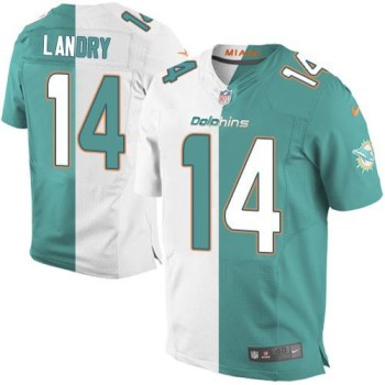 Dolphins #14 Jarvis Landry Aqua Green/White Men's Stitched NFL Elite Split Jersey Dolphins #14 Jarvis Landry Aqua Green/White Men's Stitched NFL Elite Split Jersey