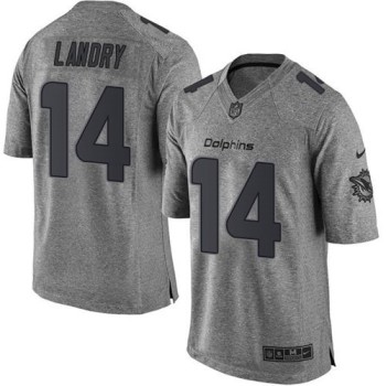Dolphins #14 Jarvis Landry Gray Men's Stitched NFL Limited Gridiron Gray Jersey Dolphins #14 Jarvis Landry Gray Men's Stitched NFL Limited Gridiron Gray Jersey
