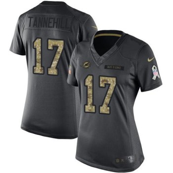 Dolphins #17 Ryan Tannehill Black Women's Stitched NFL Limited 2016 Salute to Service Jersey Dolphins #17 Ryan Tannehill Black Women's Stitched NFL Limited 2016 Salute to Service Jersey