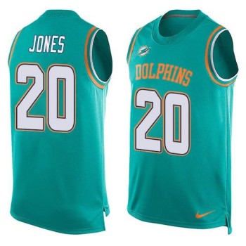 Dolphins #20 Reshad Jones Aqua Green Team Color Men's Stitched NFL Limited Tank Top Jersey Dolphins #20 Reshad Jones Aqua Green Team Color Men's Stitched NFL Limited Tank Top Jersey