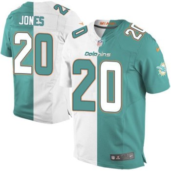 Dolphins #20 Reshad Jones Aqua Green/White Men's Stitched NFL Elite Split Jersey Dolphins #20 Reshad Jones Aqua Green/White Men's Stitched NFL Elite Split Jersey