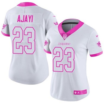 Dolphins #23 Jay Ajayi White/Pink Women's Stitched NFL Limited Rush Fashion Jersey Dolphins #23 Jay Ajayi White/Pink Women's Stitched NFL Limited Rush Fashion Jersey