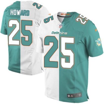 Dolphins #25 Xavien Howard Aqua Green/White Men's Stitched NFL Elite Split Jersey Dolphins #25 Xavien Howard Aqua Green/White Men's Stitched NFL Elite Split Jersey