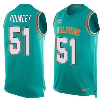 Dolphins #51 Mike Pouncey Aqua Green Team Color Men's Stitched NFL Limited Tank Top Jersey Dolphins #51 Mike Pouncey Aqua Green Team Color Men's Stitched NFL Limited Tank Top Jersey