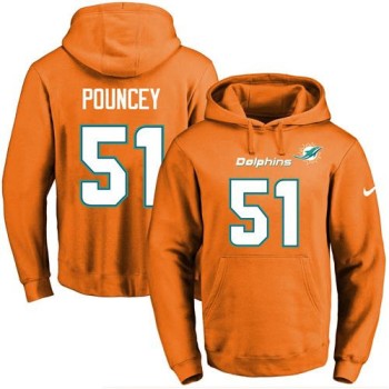 Dolphins #51 Mike Pouncey Orange Name & Number Pullover NFL Hoodie Dolphins #51 Mike Pouncey Orange Name & Number Pullover NFL Hoodie