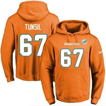 Dolphins #67 Laremy Tunsil Orange Name & Number Pullover NFL Hoodie Dolphins #67 Laremy Tunsil Orange Name & Number Pullover NFL Hoodie