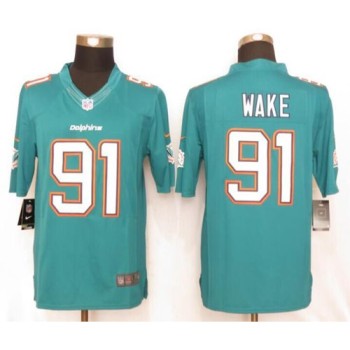 Dolphins #91 Cameron Wake Aqua Green Team Color Men's Stitched NFL Limited Jersey Dolphins #91 Cameron Wake Aqua Green Team Color Men's Stitched NFL Limited Jersey