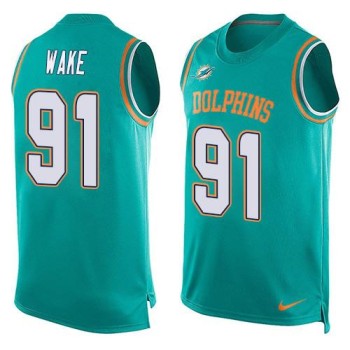 Dolphins #91 Cameron Wake Aqua Green Team Color Men's Stitched NFL Limited Tank Top Jersey Dolphins #91 Cameron Wake Aqua Green Team Color Men's Stitched NFL Limited Tank Top Jersey