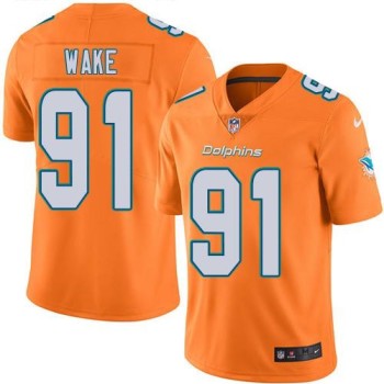 Dolphins #91 Cameron Wake Orange Men's Stitched NFL Limited Rush Jersey Dolphins #91 Cameron Wake Orange Men's Stitched NFL Limited Rush Jersey