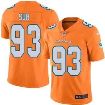 Dolphins #93 Ndamukong Suh Orange Men's Stitched NFL Limited Rush Jersey Dolphins #93 Ndamukong Suh Orange Men's Stitched NFL Limited Rush Jersey