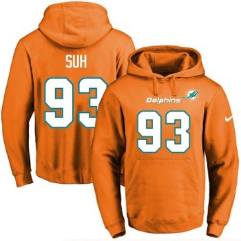 Dolphins #93 Ndamukong Suh Orange Name & Number Pullover NFL Hoodie Dolphins #93 Ndamukong Suh Orange Name & Number Pullover NFL Hoodie