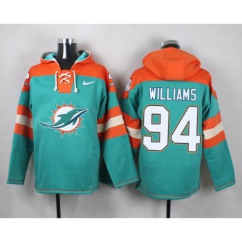 Dolphins #94 Mario Williams Aqua Green Player Pullover NFL Hoodie Dolphins #94 Mario Williams Aqua Green Player Pullover NFL Hoodie