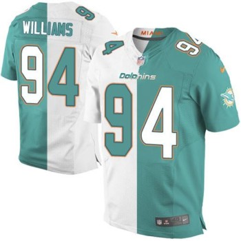 Dolphins #94 Mario Williams Aqua Green/White Men's Stitched NFL Elite Split Jersey Dolphins #94 Mario Williams Aqua Green/White Men's Stitched NFL Elite Split Jersey