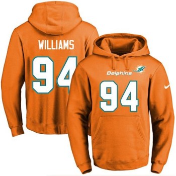 Dolphins #94 Mario Williams Orange Name & Number Pullover NFL Hoodie Dolphins #94 Mario Williams Orange Name & Number Pullover NFL Hoodie