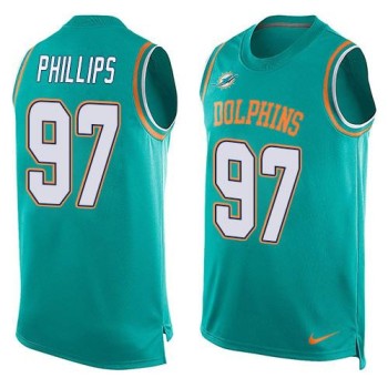 Dolphins #97 Jordan Phillips Aqua Green Team Color Men's Stitched NFL Limited Tank Top Jersey Dolphins #97 Jordan Phillips Aqua Green Team Color Men's Stitched NFL Limited Tank Top Jersey