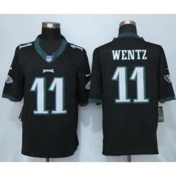Eagles #11 Carson Wentz Black Alternate Men's Stitched NFL New Limited Jersey Eagles #11 Carson Wentz Black Alternate Men's Stitched NFL New Limited Jersey