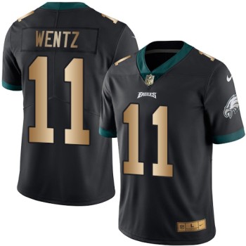 Eagles #11 Carson Wentz Black Men's Stitched NFL Limited Gold Rush Jersey Eagles #11 Carson Wentz Black Men's Stitched NFL Limited Gold Rush Jersey