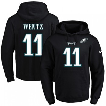 Eagles #11 Carson Wentz Black Name & Number Pullover NFL Hoodie Eagles #11 Carson Wentz Black Name & Number Pullover NFL Hoodie