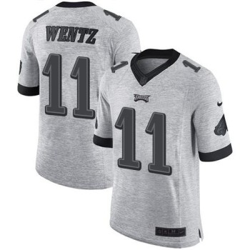 Eagles #11 Carson Wentz Gray Men's Stitched NFL Limited Gridiron Gray II Jersey Eagles #11 Carson Wentz Gray Men's Stitched NFL Limited Gridiron Gray II Jersey