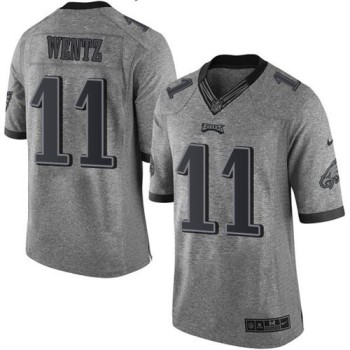 Eagles #11 Carson Wentz Gray Men's Stitched NFL Limited Gridiron Gray Jersey Eagles #11 Carson Wentz Gray Men's Stitched NFL Limited Gridiron Gray Jersey