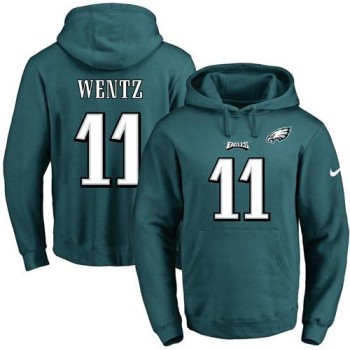 Eagles #11 Carson Wentz Midnight Green Name & Number Pullover NFL Hoodie Eagles #11 Carson Wentz Midnight Green Name & Number Pullover NFL Hoodie